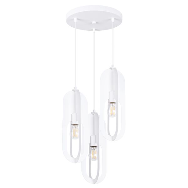 Suspension Acier Blanc E27 3 Nicus