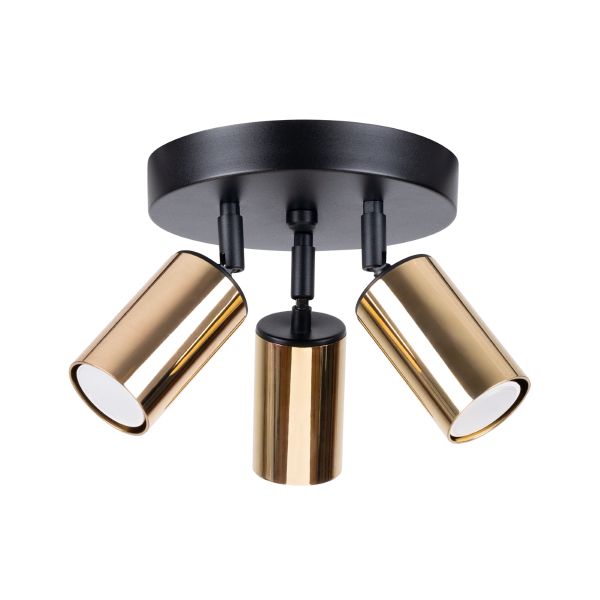Plafonnier Acier Or/Noir GU10 3 Winx