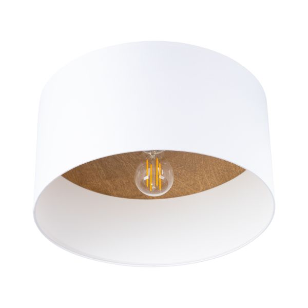 Plafonnier Tissu Blanc/Marron Clair E27 1 Telesto