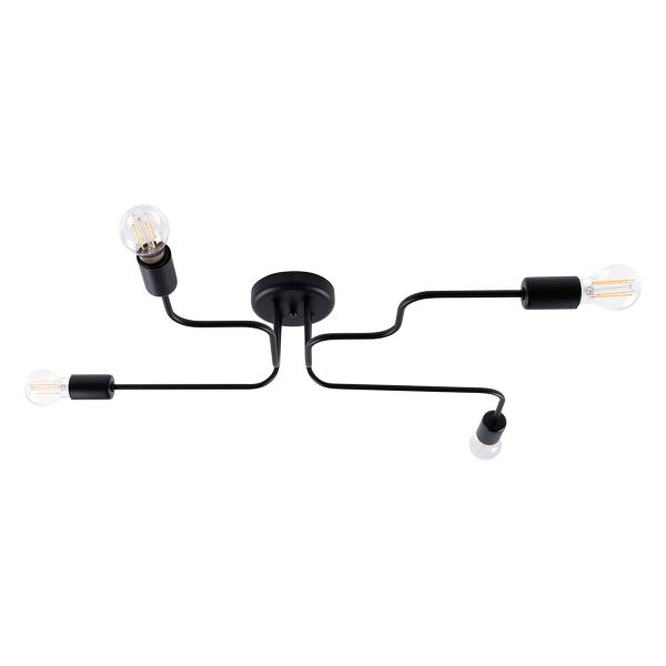 Lustre Acier Noir E27 4 Vector