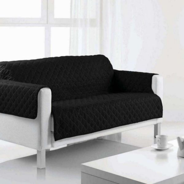 Protège canapé 2 places 175x210 cm Polyester Noir