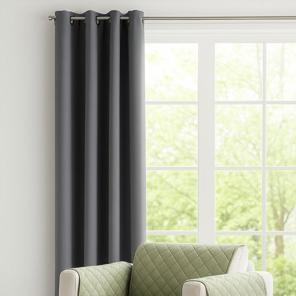 Rideau occultant 140x260 cm Polyester Gris