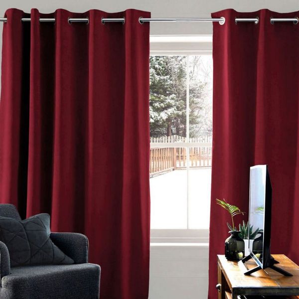 Rideau doublure thermique 135x260 cm Polyester Rouge