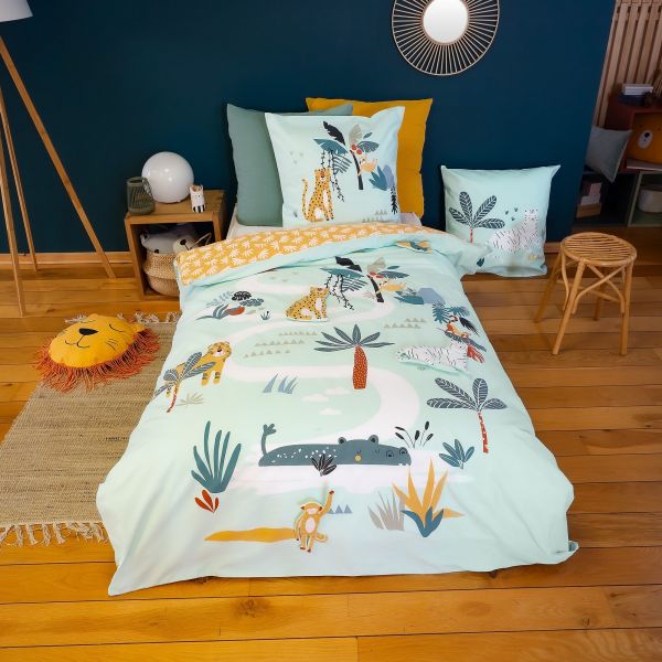 Parure de lit enfant 140x200 cm Coton Bci Jugle Mania