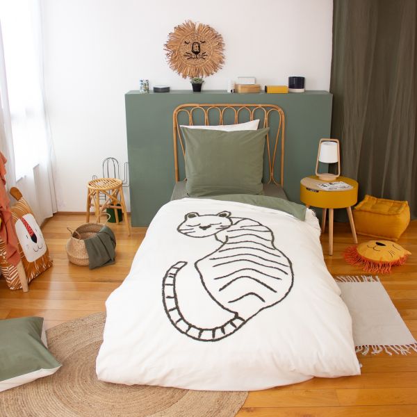 Parure de lit enfant 140x200 cm Coton Tigre