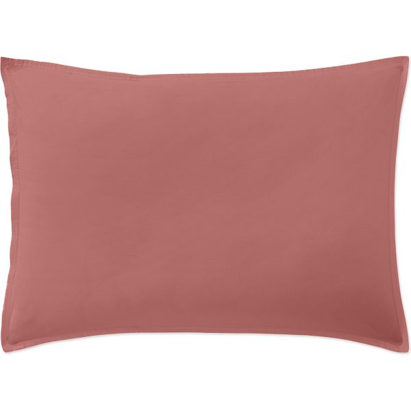 Taie d'oreiller 50x70 cm Percale de Coton Lavé Vieux Rose