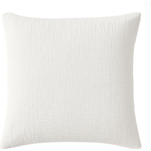 Taie d'oreiller 65x65 cm Gaze de Coton Lavé Blanc Pur