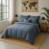 Housse de couette 240x260 cm Percale de Coton Lavé Bleu Forever
