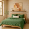 Housse de couette 220x240 cm Gaze de Coton Lavé Vert Cèdre