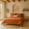 Housse de couette 240x260 cm Gaze de Coton Lavé Safran Minéral