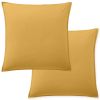 Lot 2 taies d'oreiller 65x65 cm Percale de Coton Lavé Jaune Moutarde