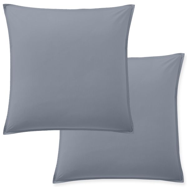 Lot 2 taies d'oreiller 65x65 cm Percale de Coton Lavé Bleu Forever