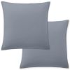 Lot 2 taies d'oreiller 65x65 cm Percale de Coton Lavé Bleu Forever