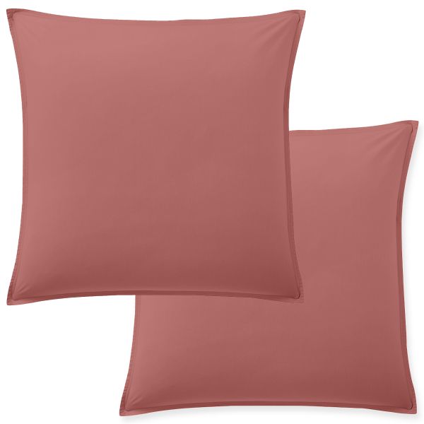 Lot 2 taies d'oreiller 65x65 cm Percale de Coton Lavé Vieux Rose