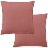 Lot 2 taies d'oreiller 65x65 cm Percale de Coton Lavé Vieux Rose