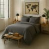 Lot 2 taies d'oreiller 65x65 cm Percale de Coton Lavé Gris Magnet