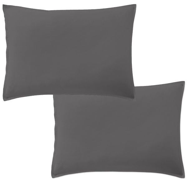 Lot 2 taies d'oreiller 50x70 cm Percale de Coton Lavé Gris Magnet