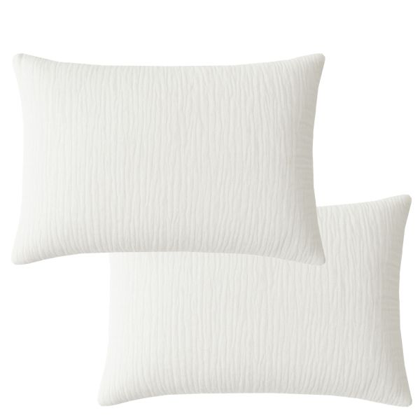 Lot 2 taies d'oreiller 50x70 cm Gaze de Coton Lavé Blanc Pur
