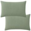 Lot 2 taies d'oreiller 50x70 cm Gaze de Coton Lavé Vert Givrée