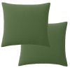 Lot 2 taies d'oreiller 65x65 cm Gaze de Coton Lavé Vert Cèdre