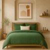 Lot 2 taies d'oreiller 65x65 cm Gaze de Coton Lavé Vert Cèdre