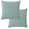Lot 2 taies d'oreiller 65x65 cm Gaze de Coton Lavé Bleu Givrée