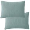 Lot 2 taies d'oreiller 50x70 cm Gaze de Coton Lavé Bleu Givrée