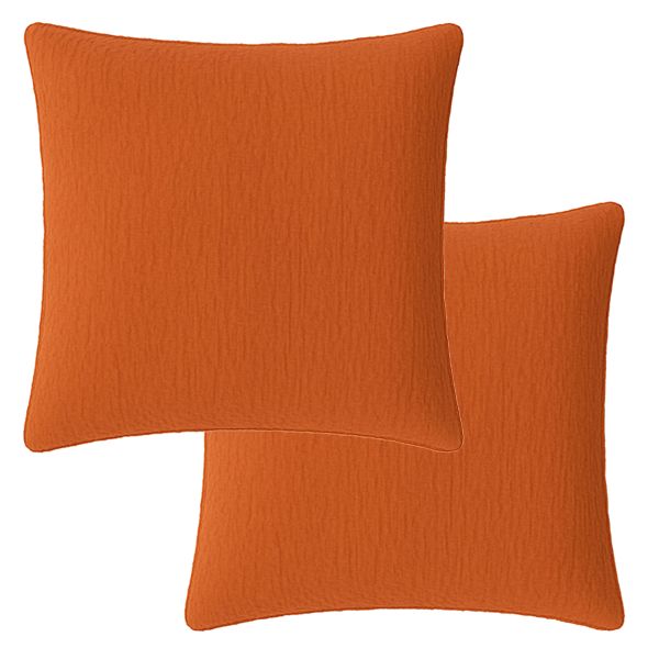 Lot 2 taies d'oreiller 65x65 cm Gaze de Coton Lavé Safran Minéral