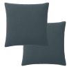 Lot 2 taies d'oreiller 65x65 cm Gaze de Coton Lavé Bleu Pétrole
