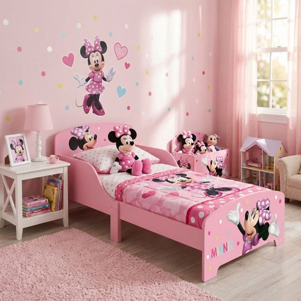 Lit enfant Minnie 70x140 cm - MDF rose