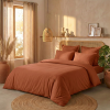 Housse de couette 240x260 cm + 2 taies 100% Percale de Coton 80 fils Terracotta