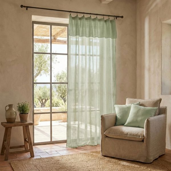 Rideau ajustable 140x300 cm Gaze de coton Vert d’eau