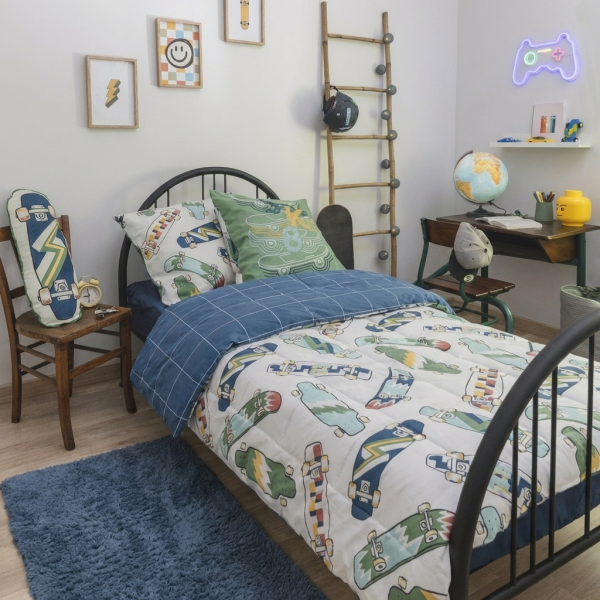 Couette imprimée 140x200 cm +1 taie Coton Valencia