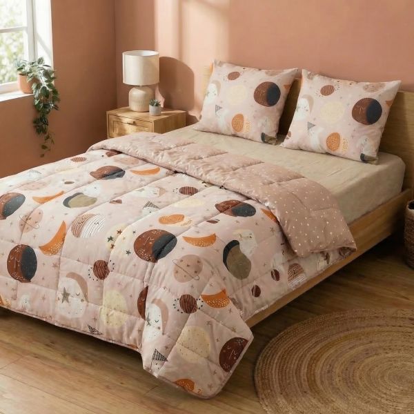 Couette imprimée 200x200 cm + 2 taies Coton Celestine