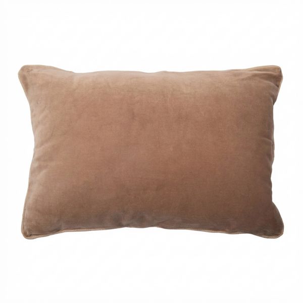 Coussin rectangulaire déhoussable 40x60 cm Velours de Coton Bianca Camel