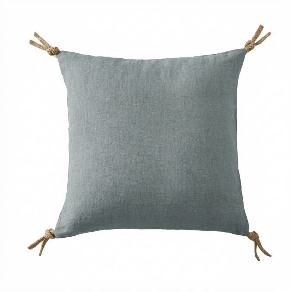 Coussin carré déhoussable 45x45 cm Lin Rosalie Azur