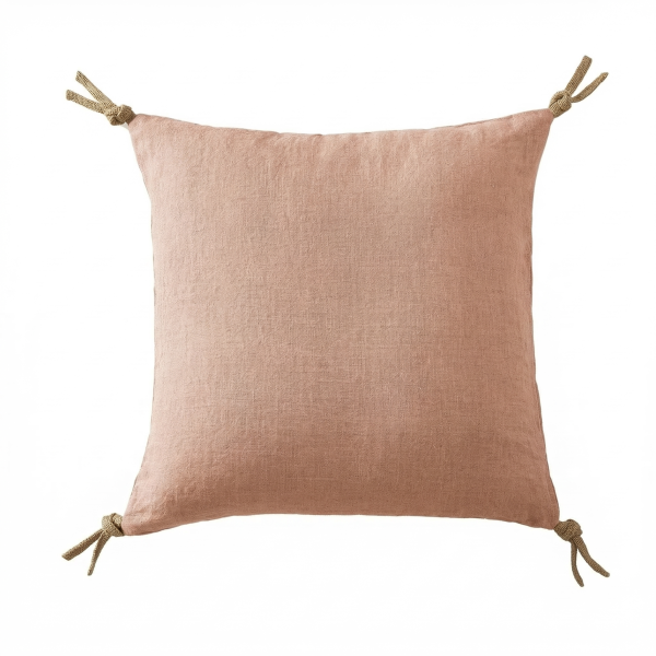Coussin carré déhoussable 45x45 cm Lin Rosalie Vieux Rose