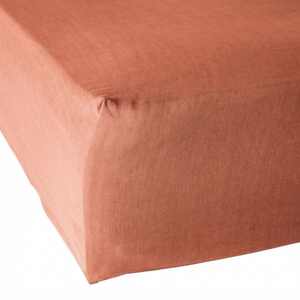 Drap housse 90x190+30 cm Lyocell Gabrielle Terracotta