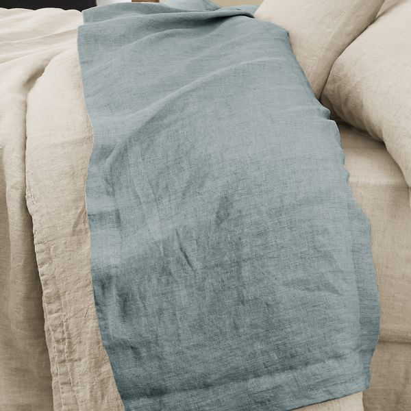 Drap plat 240x300 cm Lin Rosalie Azur