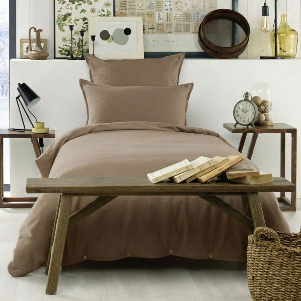 Housse de couette 140x200 cm Flanelle de Coton Jasmine Ficelle