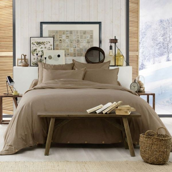 Housse de couette 220x240 cm Flanelle de Coton Jasmine Ficelle