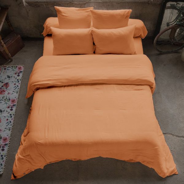 Housse de couette 220x240 cm Gaze de Coton Terra Abricot