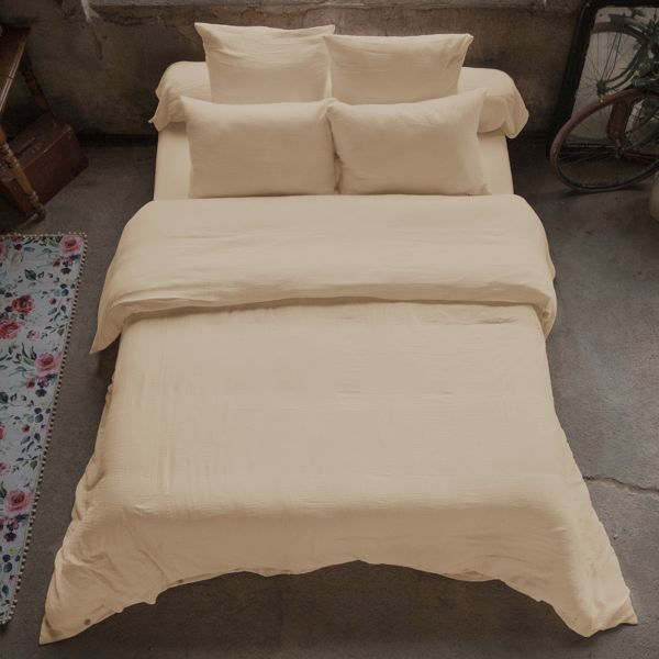 Housse de couette 220x240 cm Gaze de Coton Terra Ficelle