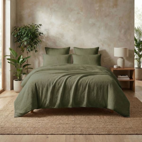 Housse de couette 220x240 cm Gaze de Coton Iris Romarin