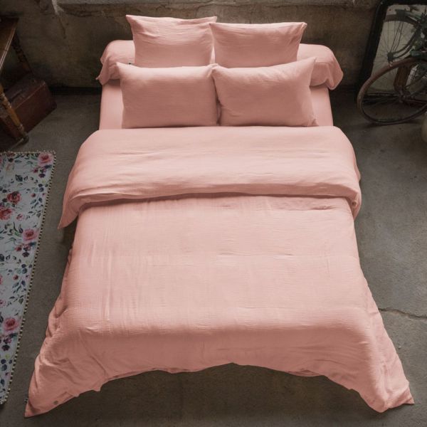 Housse de couette 240x280 cm Gaze de Coton Terra Rose Foncé