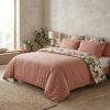 Housse de couette Reversible 140x200 cm Gaze de Coton Loana Rose Foncé
