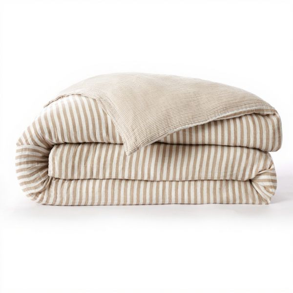 Housse de couette Reversible 200x200 cm Gaze de Coton Camélia Ficelle