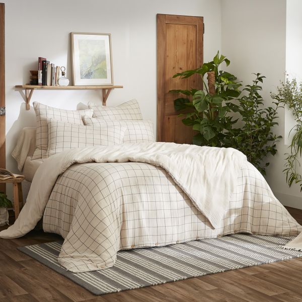 Housse de couette Reversible 240x260 cm Gaze de Coton Terra Harmonie Naturel