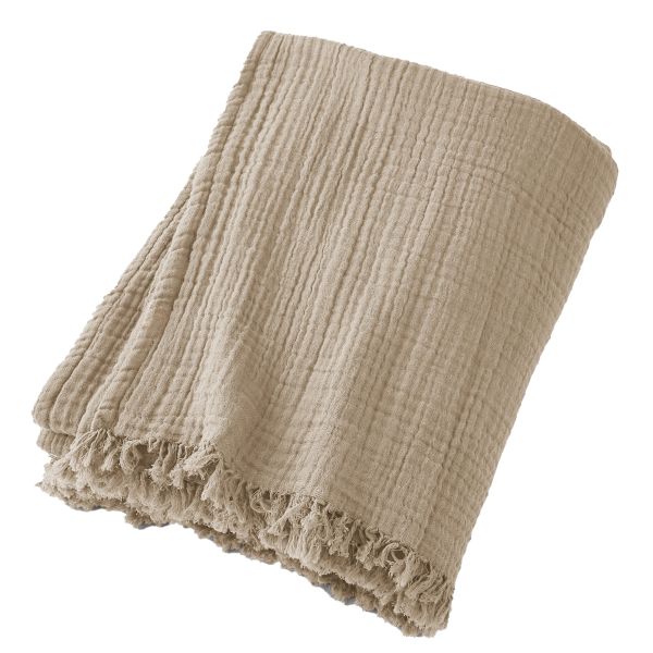 Plaid 180x220 cm Gaze de Coton Terra Ficelle