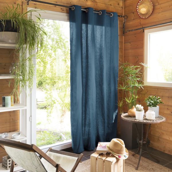Rideau 140x260 cm Coton Dahlia Bleu Jean